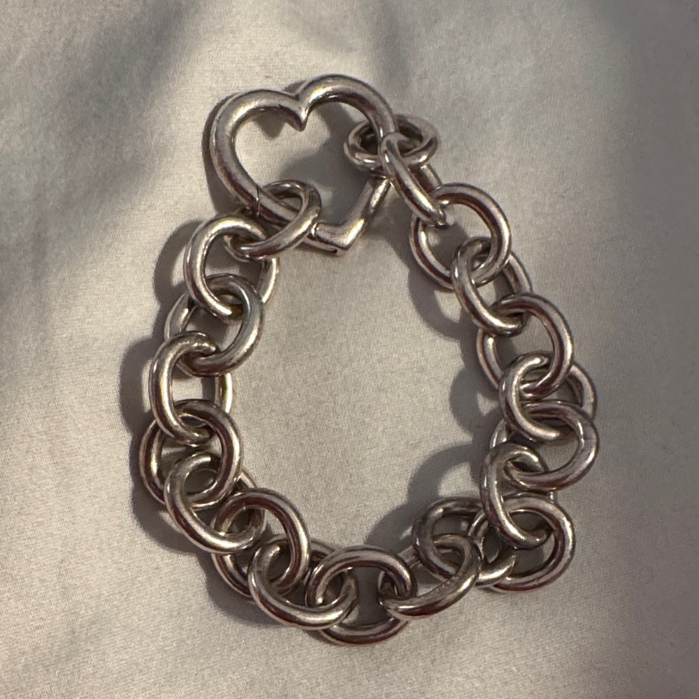 Tiffany & Co. Silver Heart-Spring-Link Large Chain Bracelet